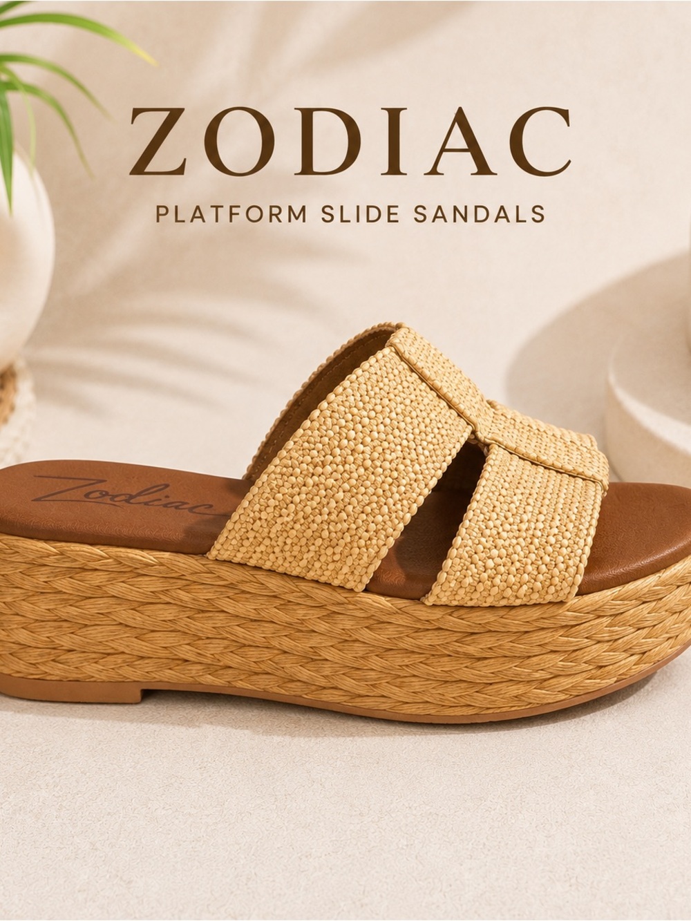 Zodiac Women's Tan Platform Slide Sandals - NEW size 8